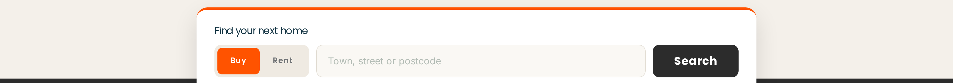 The property search box on the redesigned Webbs homepage
